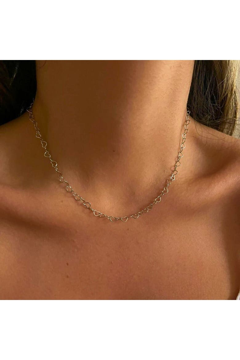 Love Heart Sterling Silver Chain Necklace, Alternate, color, Silver