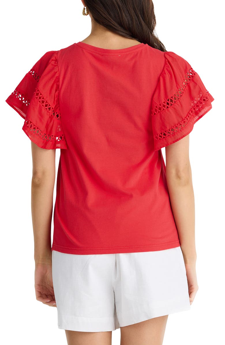 Brave+True Chloe Cutout Flutter Sleeve Top, Alternate, color, Chilli