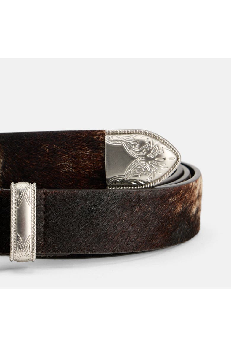 Western Hand-Painted Cowhide Leather Belt - Dark Horse, Alternate, color, Black, Beige, Brown