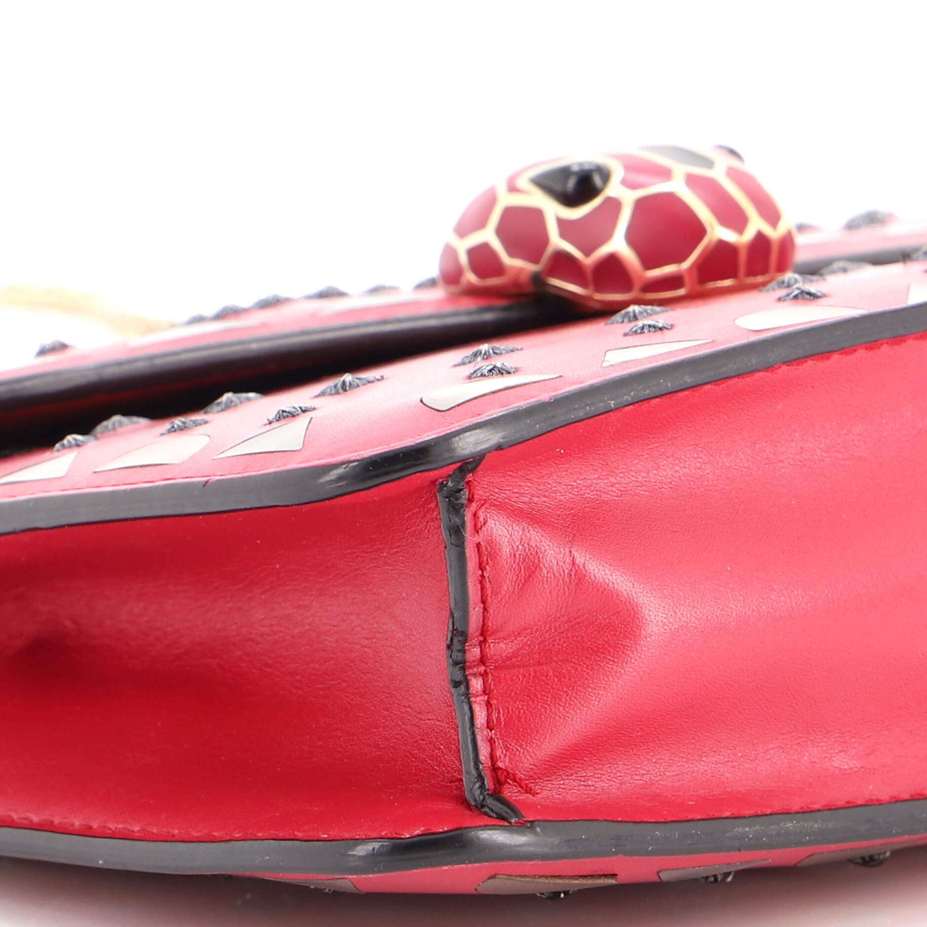 Serpenti Forever Square Shoulder Bag Laser Cut Leather Small, Alternate, color, Pink