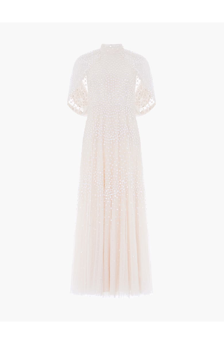 Needle & Thread Scallop Sequin Cape Ankle Gown, Alternate, color, Cream