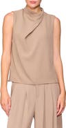MELLODAY Drape Neck Sleeveless Crepe Top