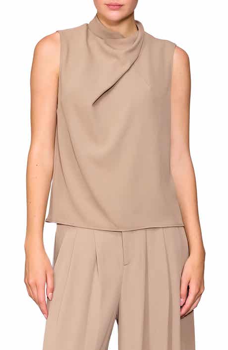 MELLODAY Drape Neck Sleeveless Crepe Top
