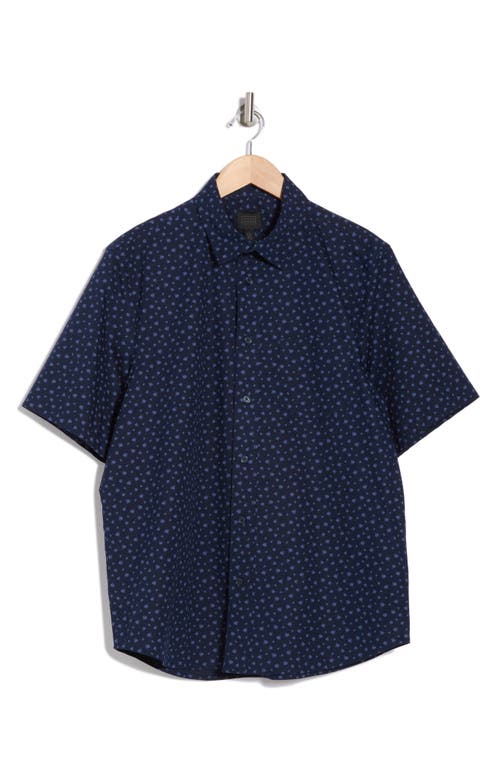 14TH & UNION 14TH & UNION FISH PRINT SHORT SLEEVE STRETCH POPLIN BUTTON-UP SHIRT