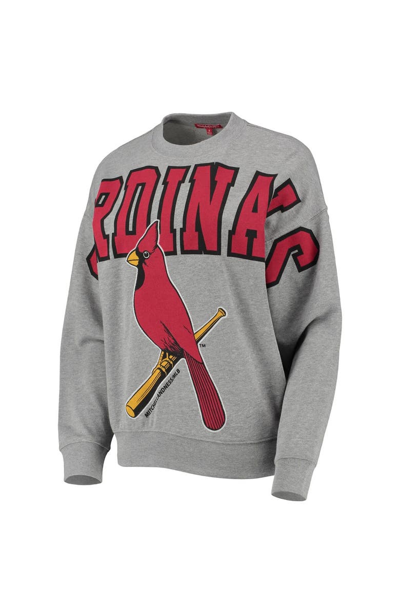 Mitchell & Ness Women's Mitchell & Ness Heathered Gray St. Louis Cardinals Cooperstown Collection Logo Lightweight Pullover Sweatshirt, Alternate, color, 