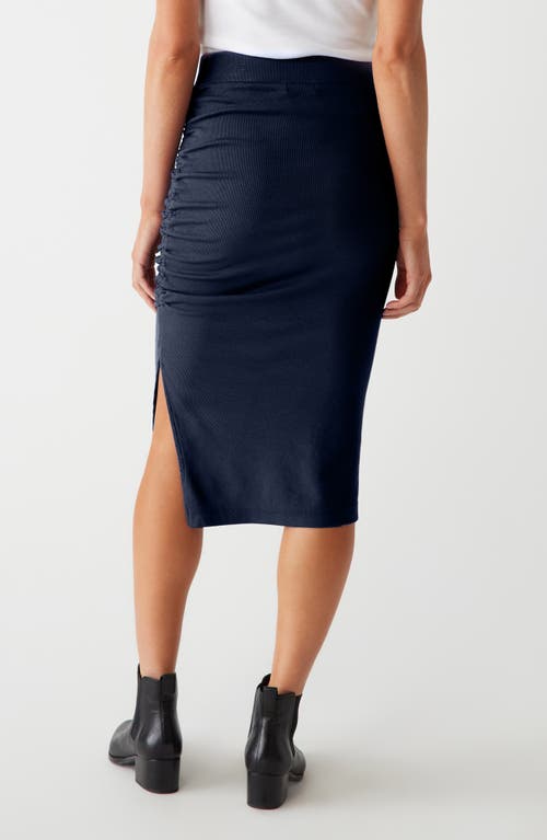 Michael Stars Reyna Ruched Midi Skirt In Nocturnal