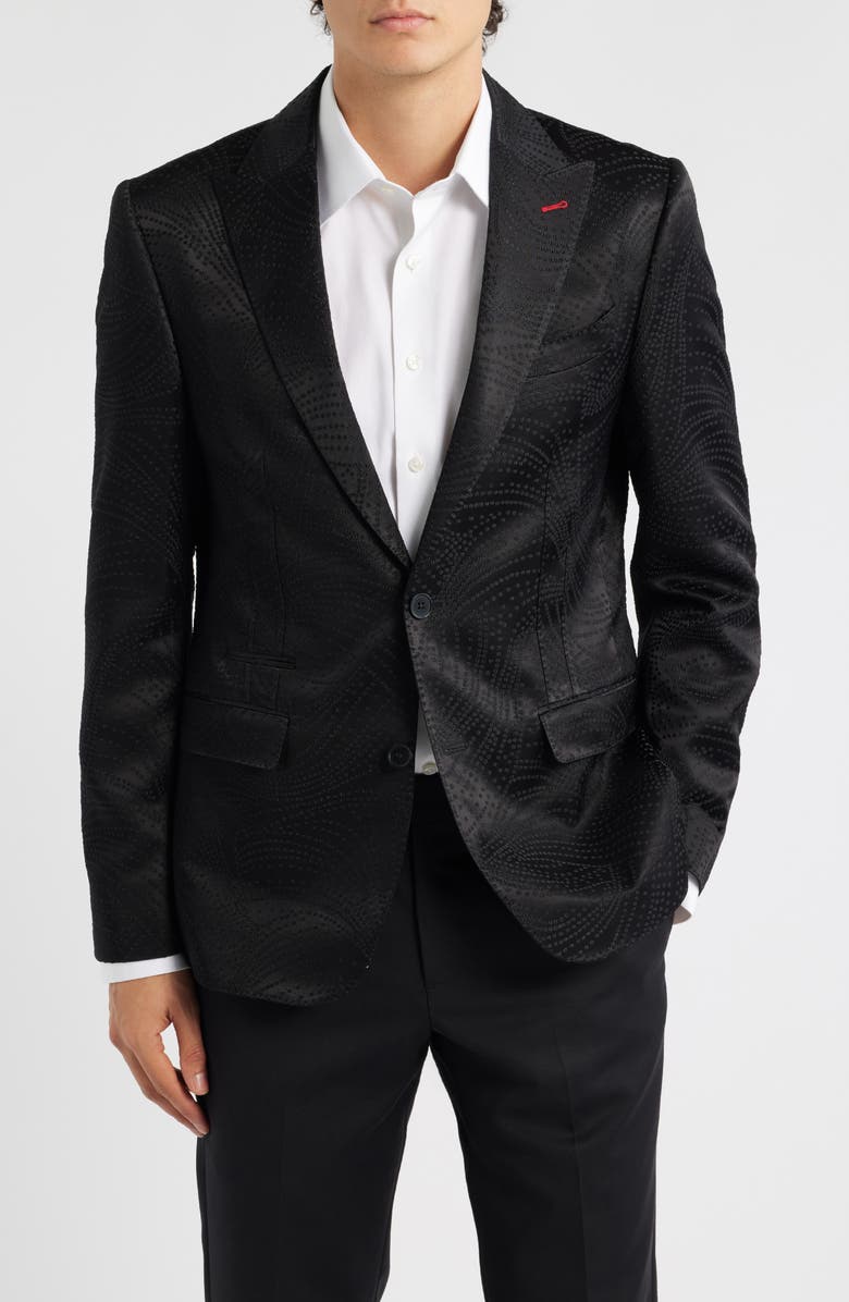 Siragusa Black Jacquard Blazer, Main, color, Black