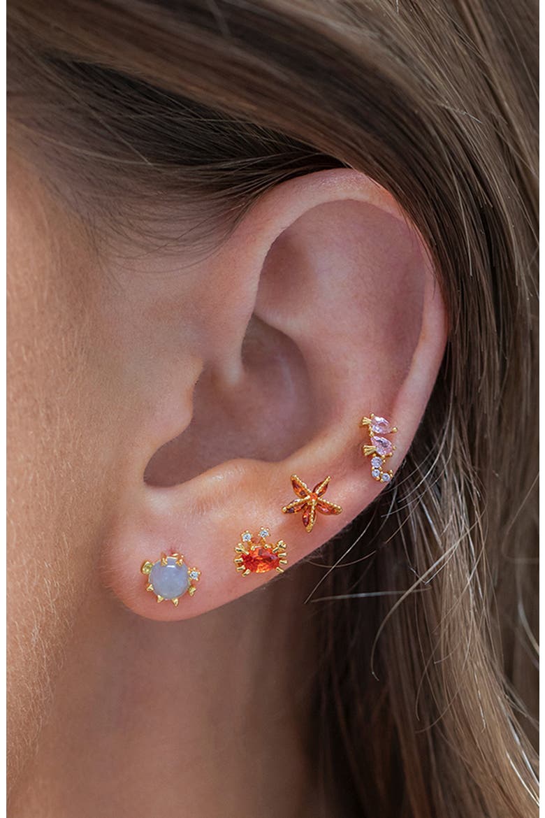 Under the Sea Set of 4 Assorted Single Stud Earrings, Alternate, color, GOLD