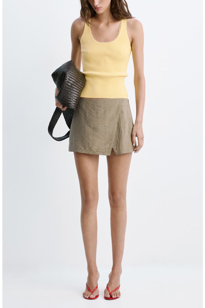 Rib Knit Lace Trim Scoop Neck Tank, Alternate, color, YELLOW