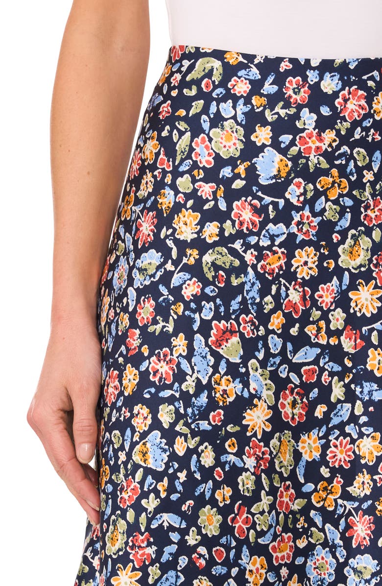 CeCe Floral Bias Cut Midi Skirt, Alternate, color, 