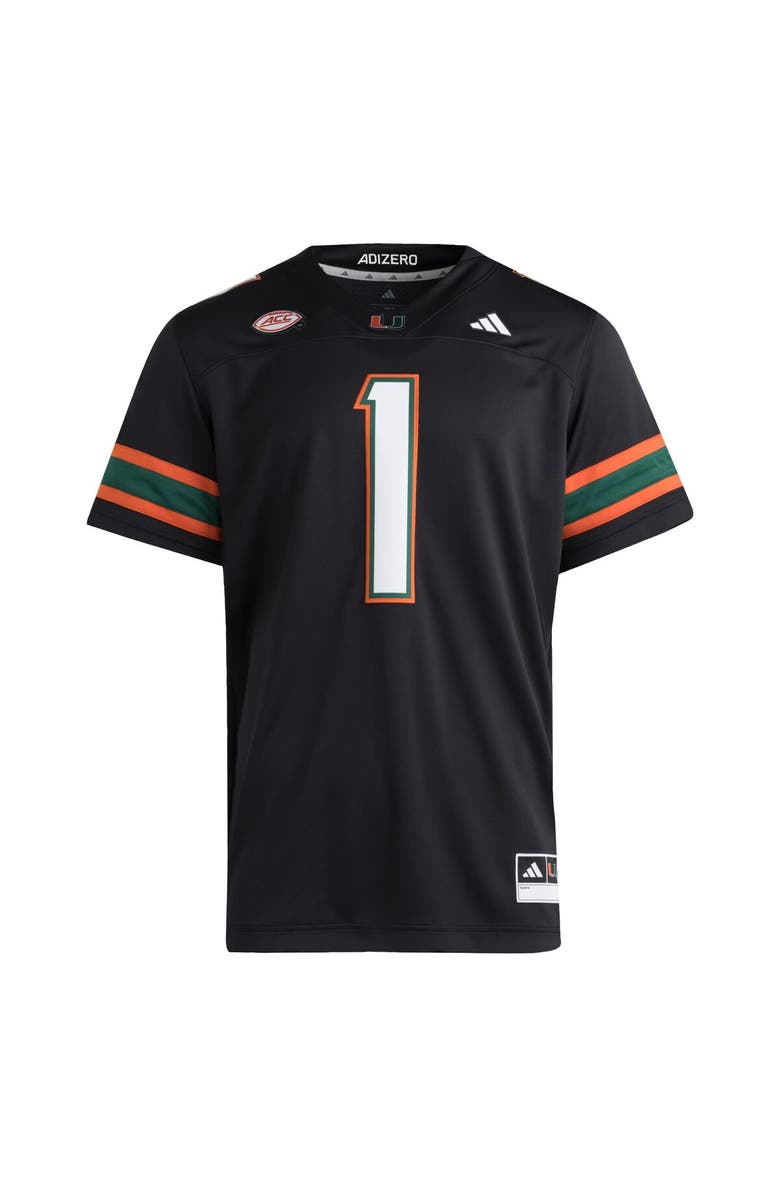 adidas Men's adidas #1 Black Miami Hurricanes Premier Jersey, Alternate, color, Black