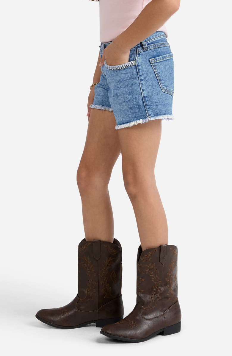 abercrombie kids Kids' Whipstitch Detail Denim Cutoff Shorts, Alternate, color, Shore Stitch