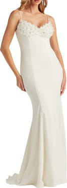 Tadashi Shoji 3D Flower Mermaid Gown