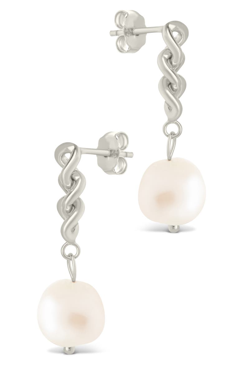 Priscilla Faux Pearl Crisscross Drop Earrings, Alternate, color, SILVER