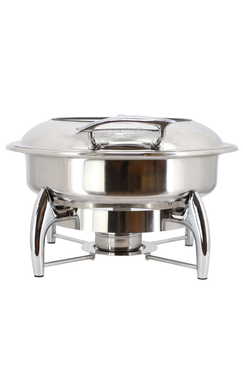 Megachef 6.3 Quart Stainless Steel Round Professional Chafing Dish/Food Warmer/Buffet Server Serving Dish, Alternate, color, Silver