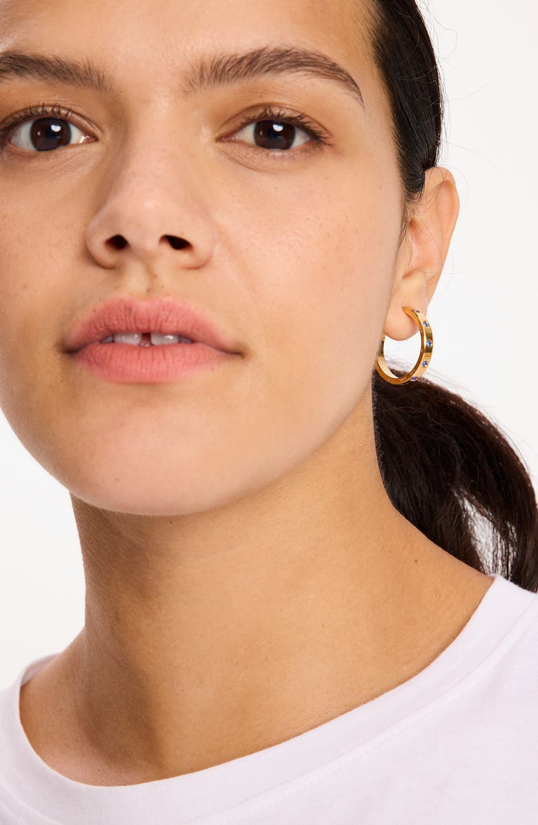 Kate Spade New York so spade flat hoop earrings, Alternate, color, Sapphire.