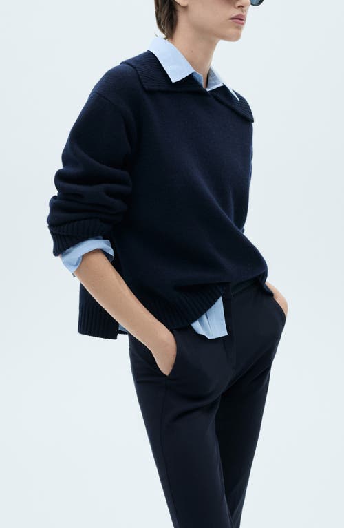 Mango Crop Skinny Pants In Dark Navy