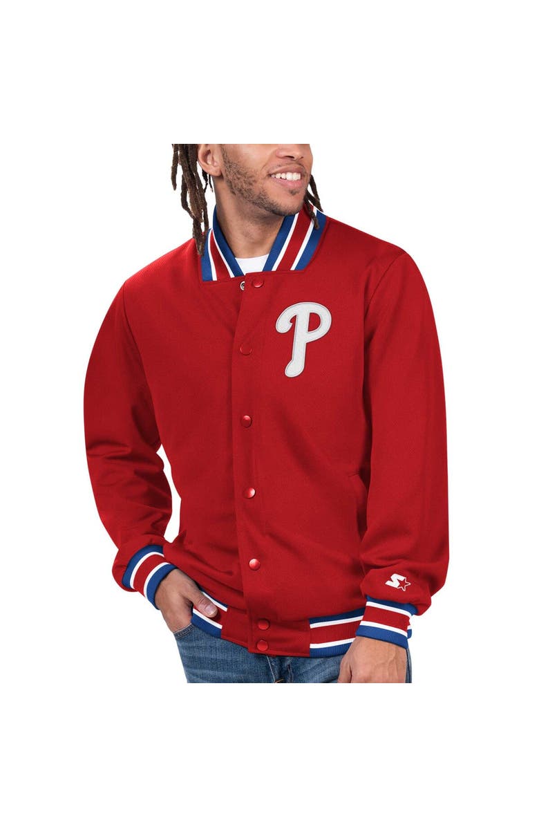 STARTER Men's Starter Red Philadelphia Phillies Secret Weapon Full-Snap Jacket, Main, color, 