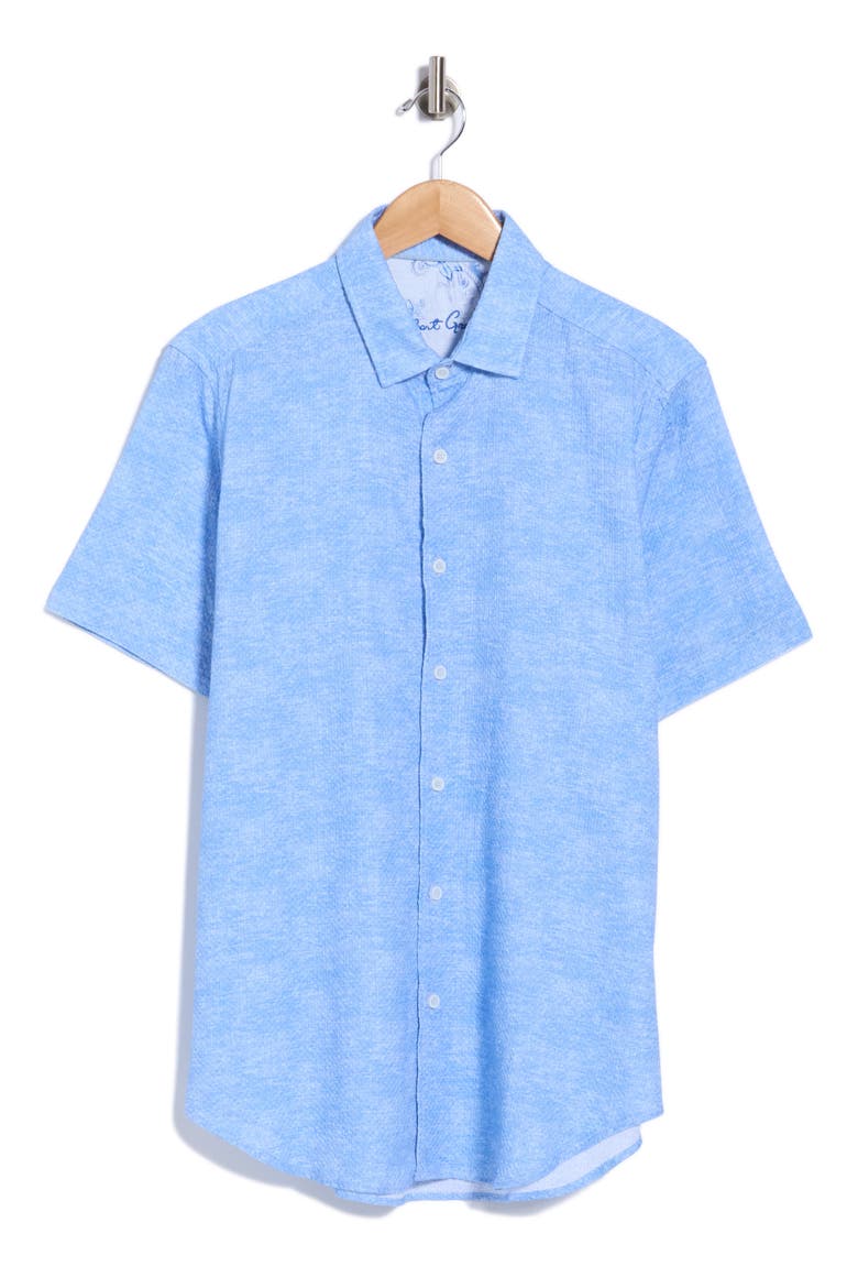 Reid Short Sleeve Button Front Shirt, Main, color, LIGHT BLUE