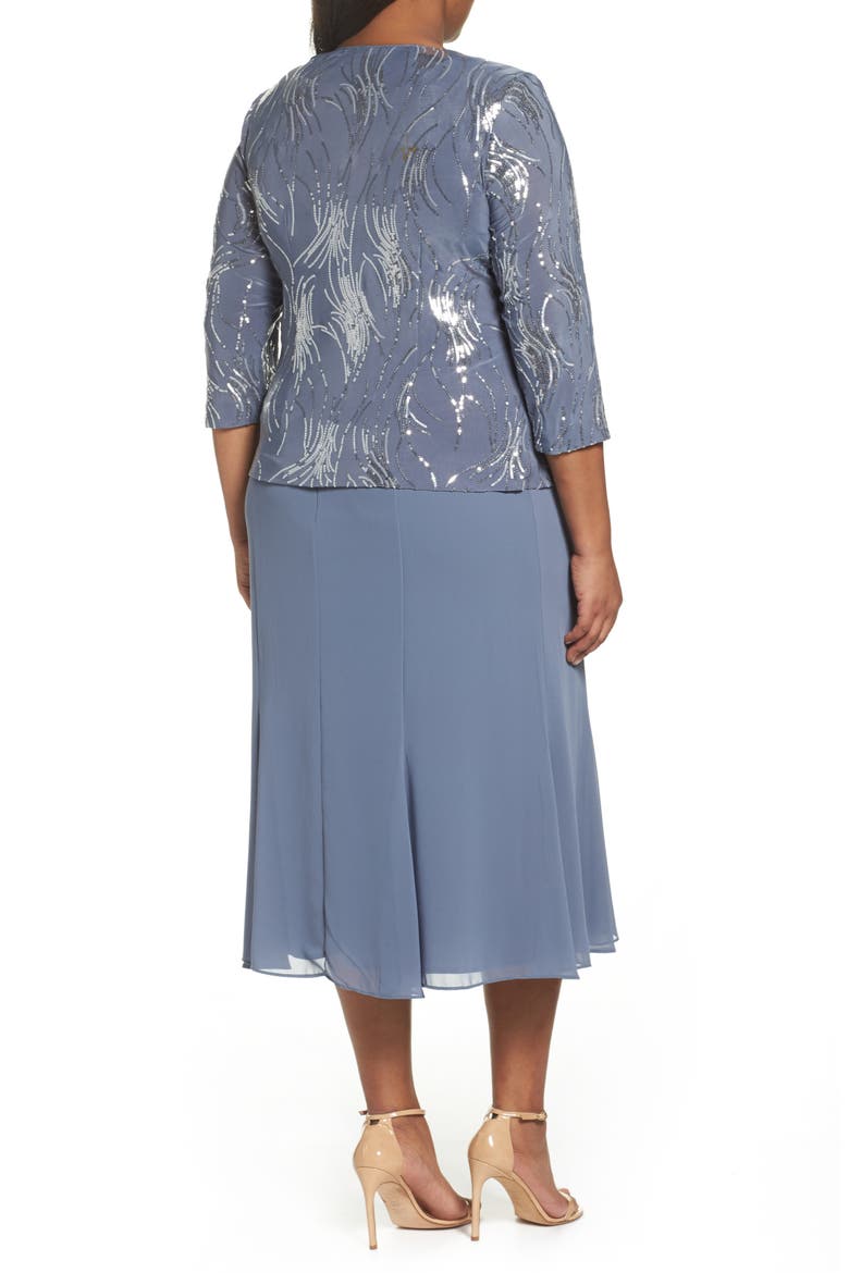 Mock Two-Piece Jacket Dress, Alternate, color, STEEL BLUE