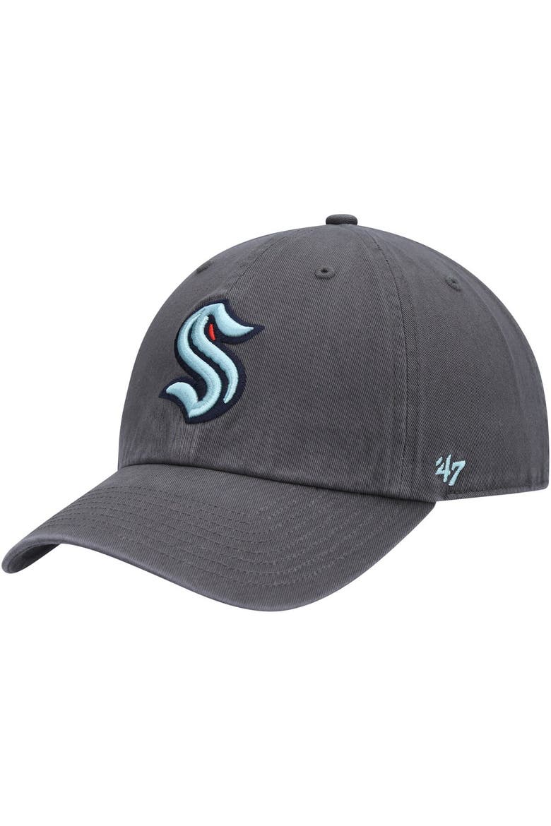 Men's '47 Charcoal Seattle Kraken Clean Up Adjustable Hat, Main, color, Charcoal