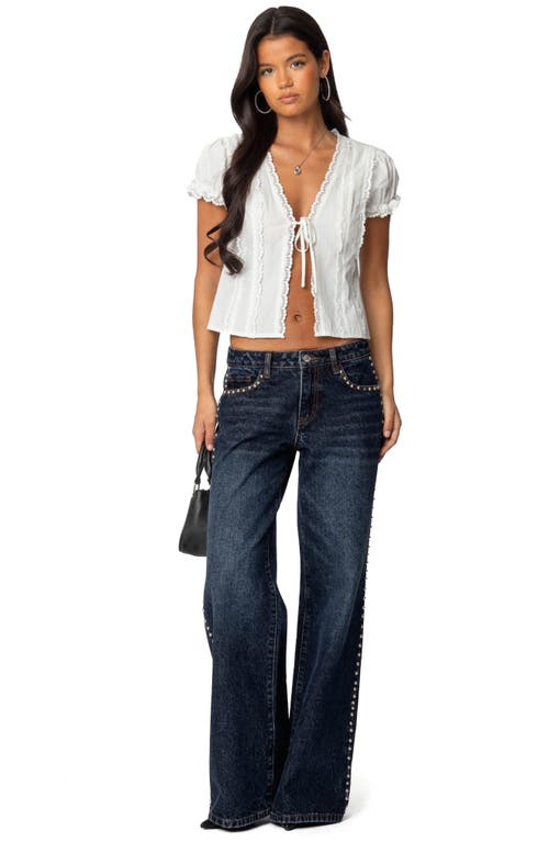 Edikted Stassie Studded Low Rise Baggy Jeans In Blue