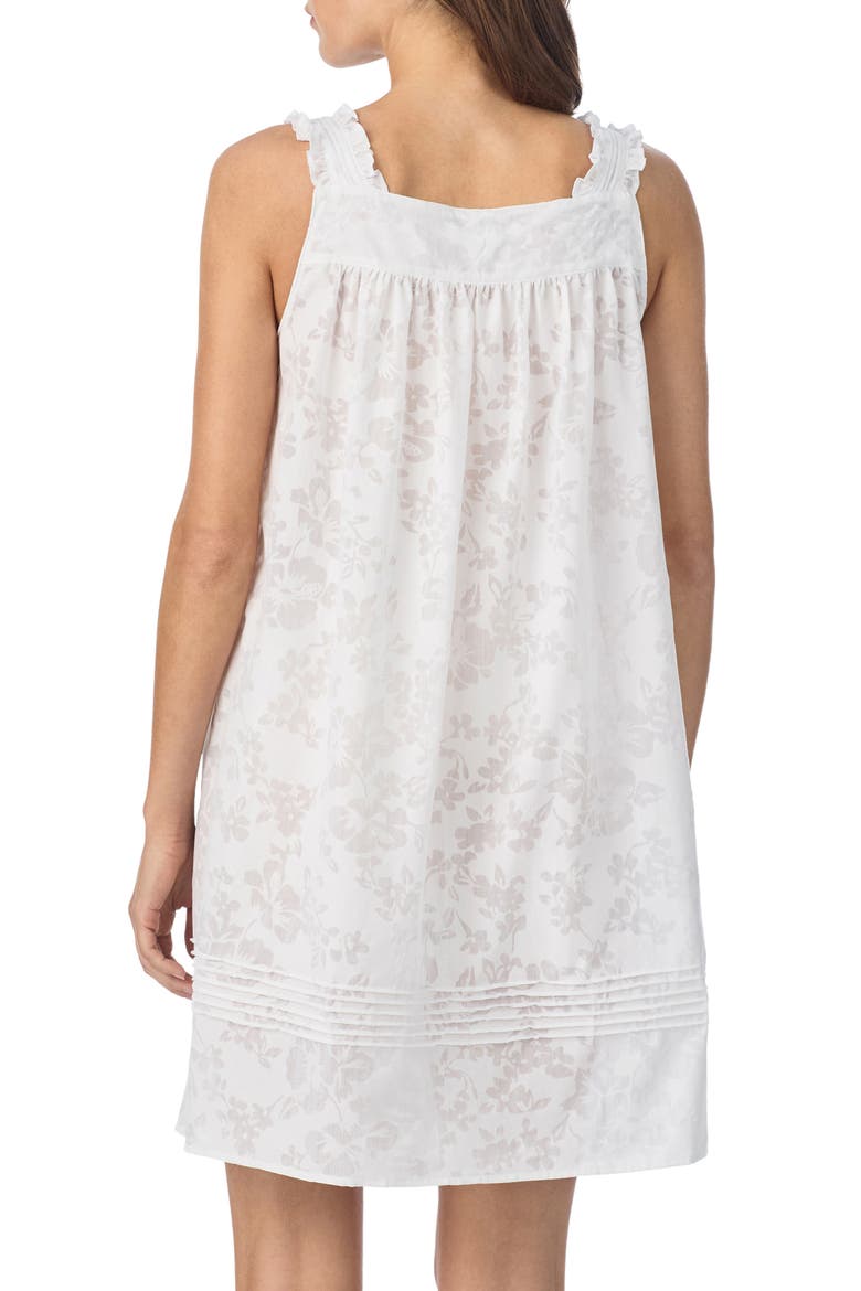 Floral Sleeveless Cotton Blend Chemise, Alternate, color, WHITE