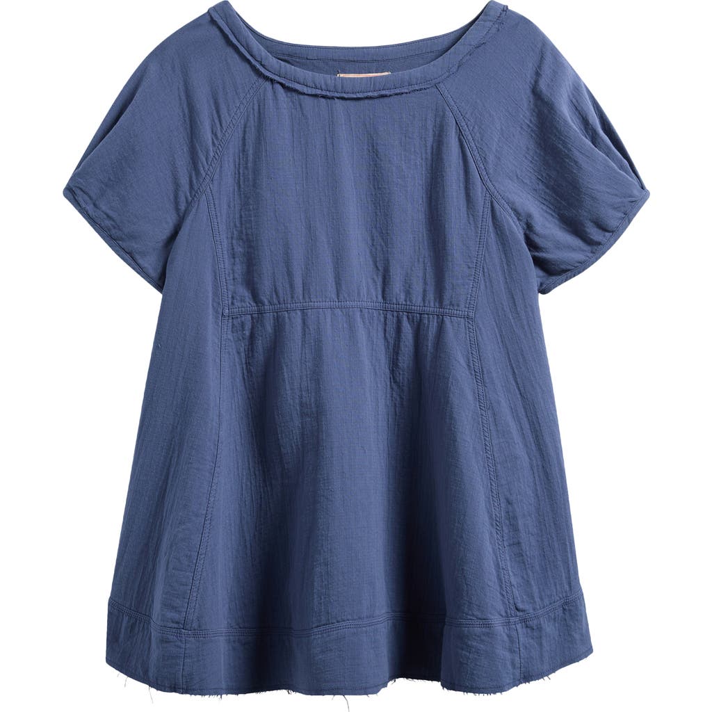 Shop Free People Sunset City Oversize Raw Hem Cotton Gauze Shirt In Vintage Indigo