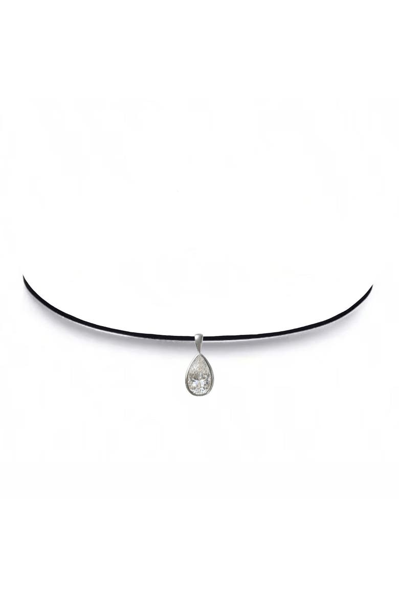 The Raina 3 Carat Moissanite Pear Choker, Main, color, Black, Silver