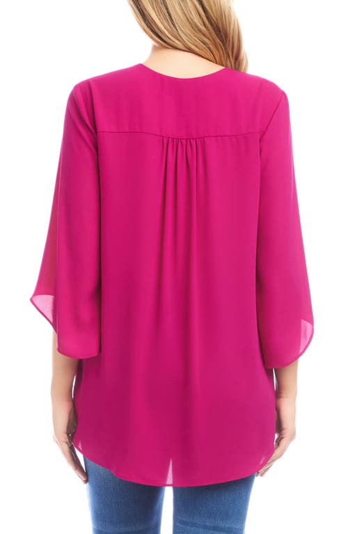 Karen Kane Crossover Hem Asymmetric Top In Pink