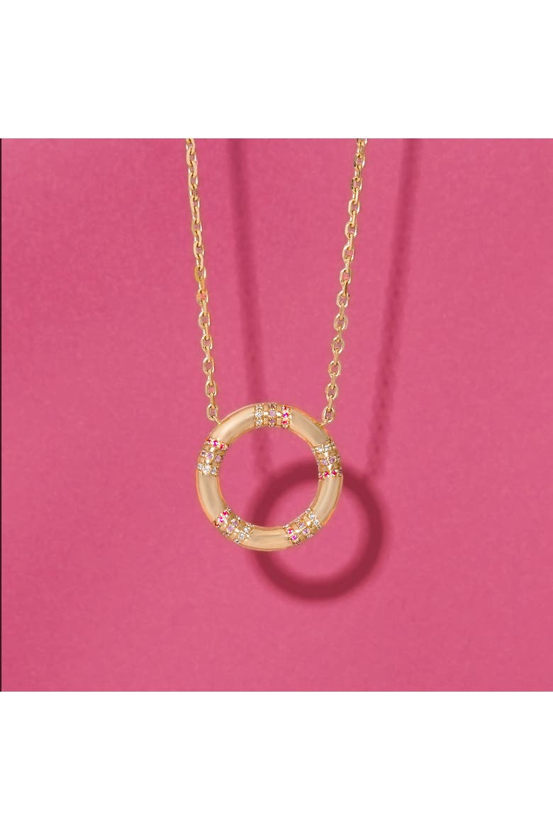 Crew Large Circle Pendant Necklace - Pink Sapphire & Diamond, Alternate, color, Diamond, Sapphire- Gold