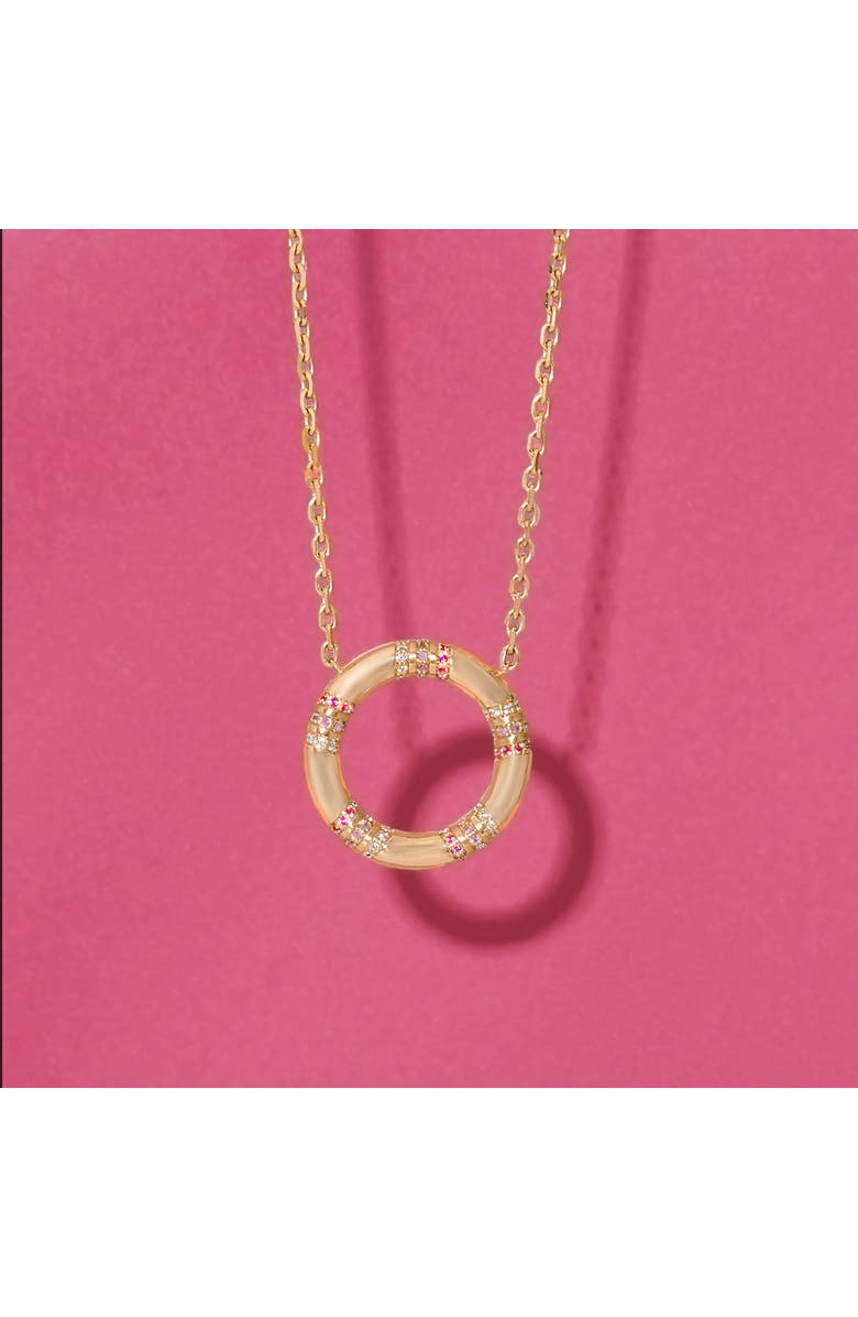 Campbell + Charlotte Crew Large Circle Pendant Necklace - Pink Sapphire & Diamond, Alternate, color, Diamond, Sapphire- Gold