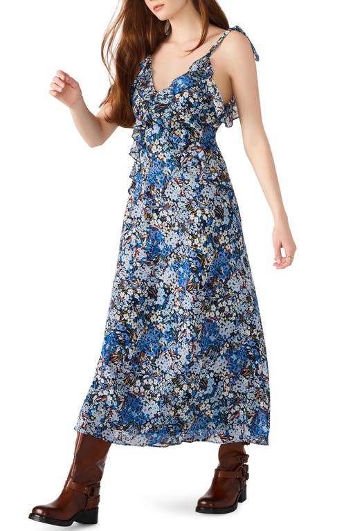 Steve Madden Adalina Floral Tie Strap Dress In Blue