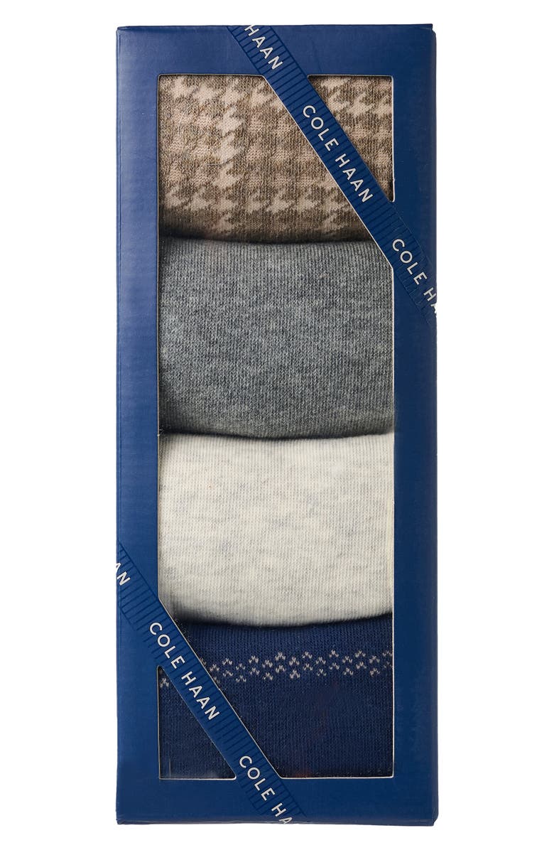 Cole Haan Assorted 4-Pack Dress Socks, Main, color, Brown Assorted