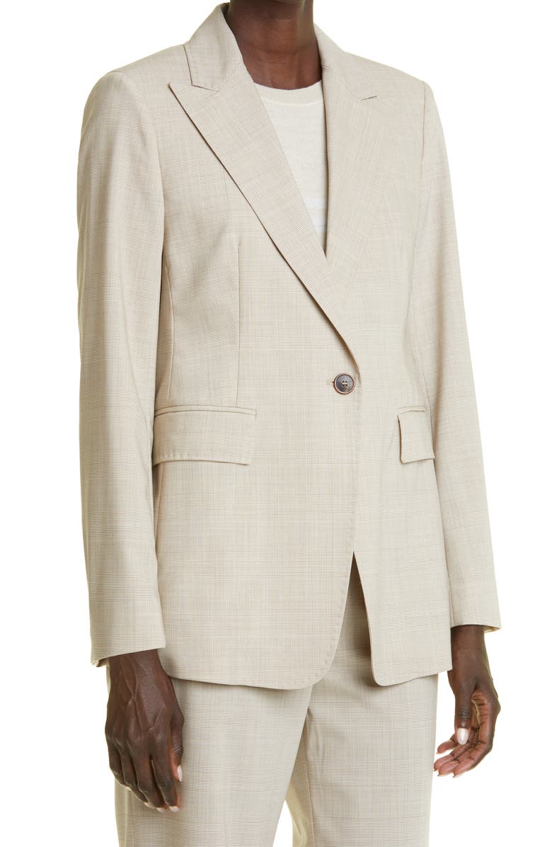 Max Mara Salpa Glen Plaid Virgin Wool Blend Blazer, Alternate, color,