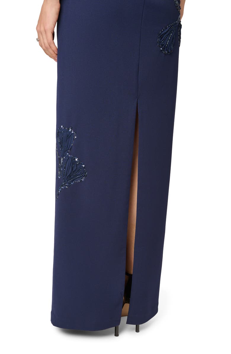 Aidan Mattox Sequin Strapless Crepe Gown, Alternate, color, Dark Navy