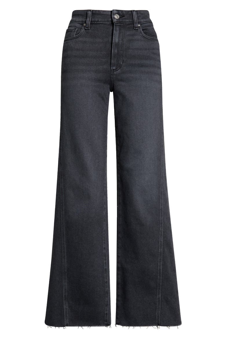 Anessa High Waist Raw Hem Wide Leg Jeans, Main, color, INK BLACK