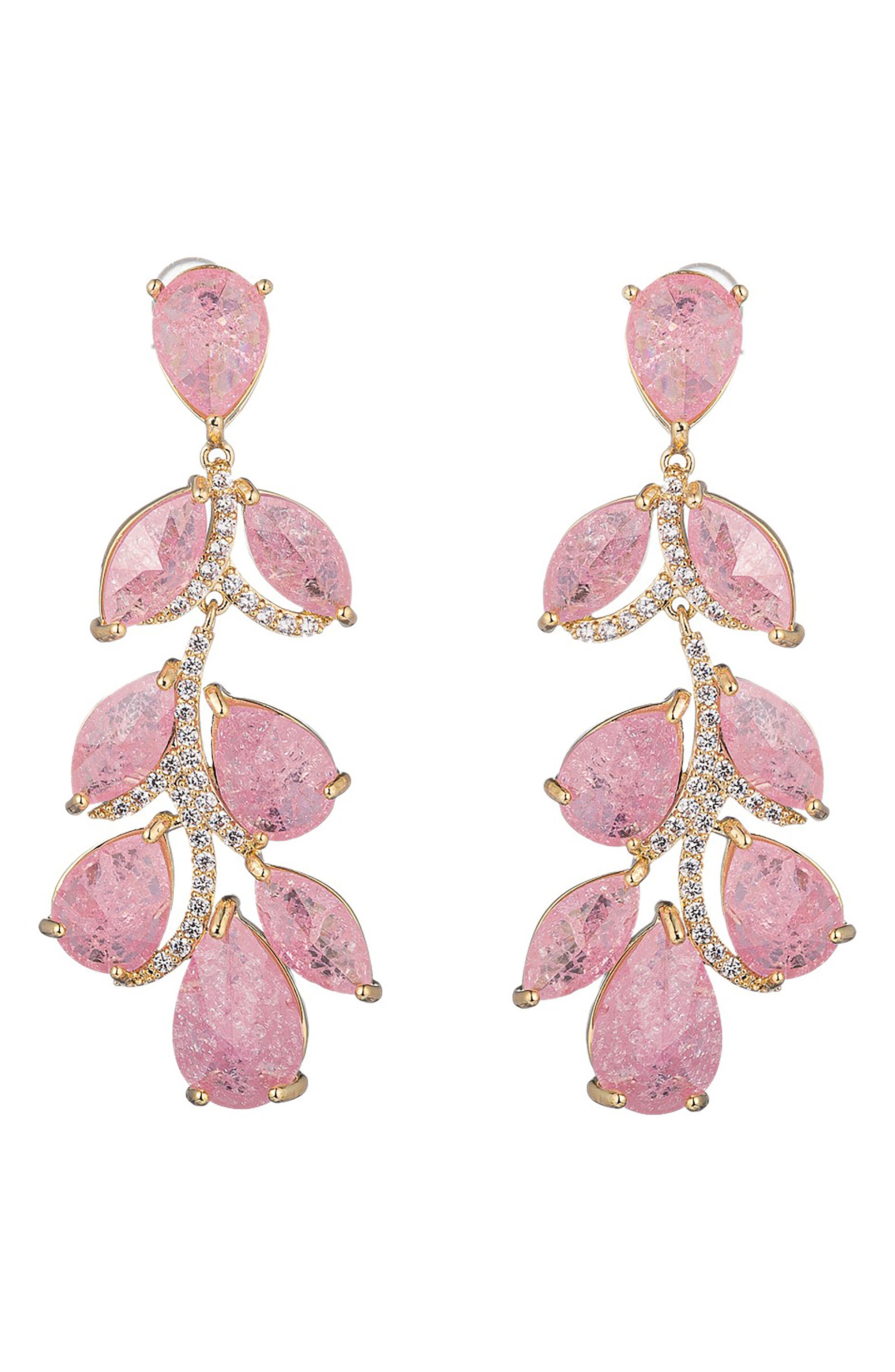 EYE CANDY LOS ANGELES Julie Pink Drop Statement Earrings