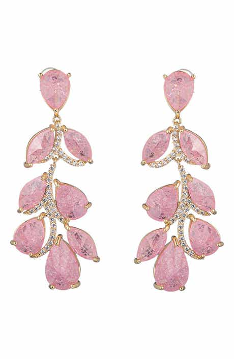 EYE CANDY LOS ANGELES Julie Pink Drop Statement Earrings