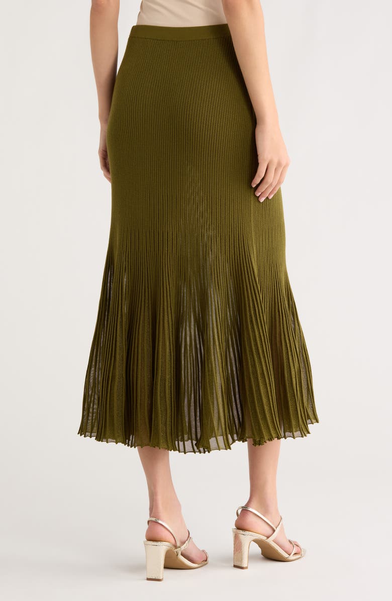 Ulla Johnson Vera Metallic Pleated Midi Skirt, Alternate, color, Olive