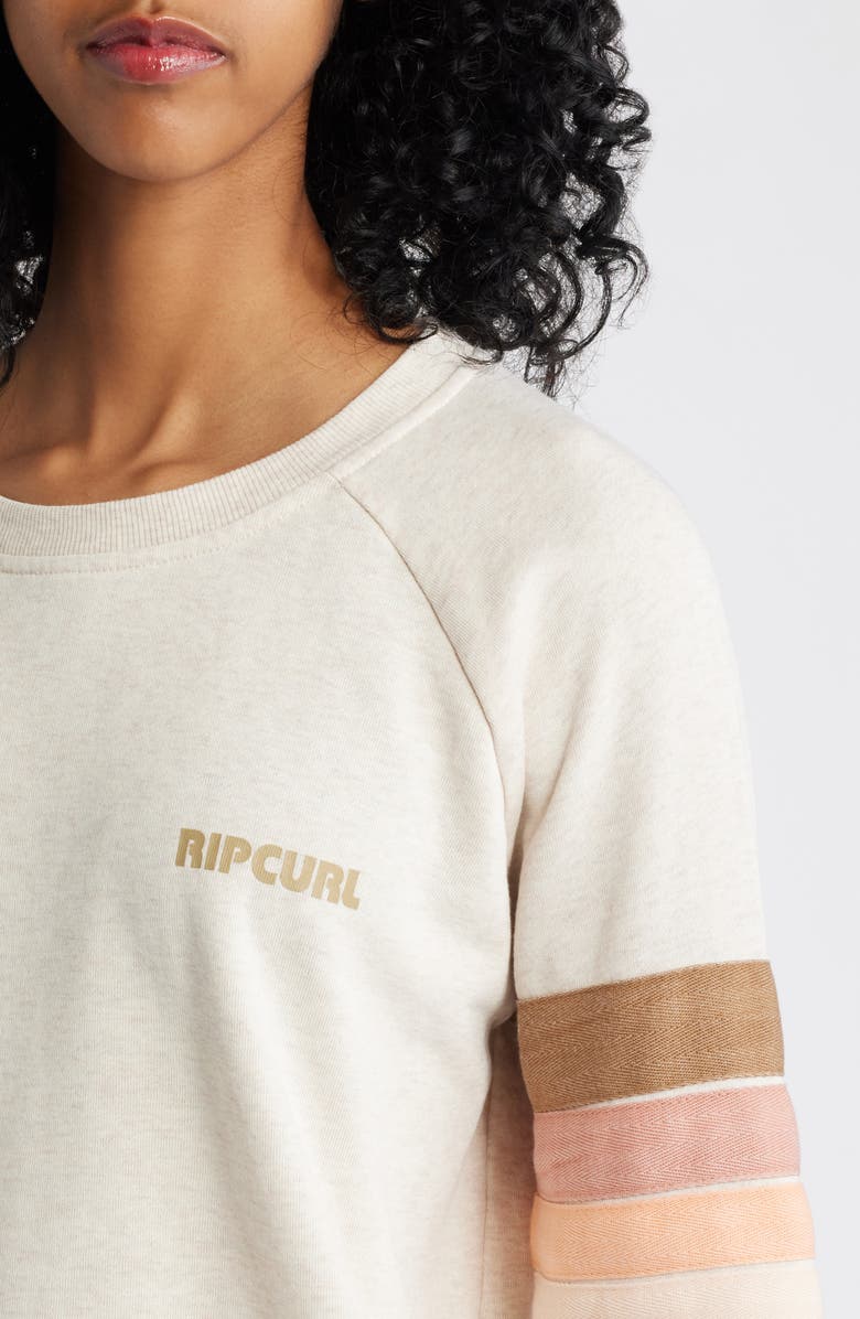Rip Curl High Tide Stripe Raglan Sleeve Sweatshirt, Alternate, color, Oatmeal Marle