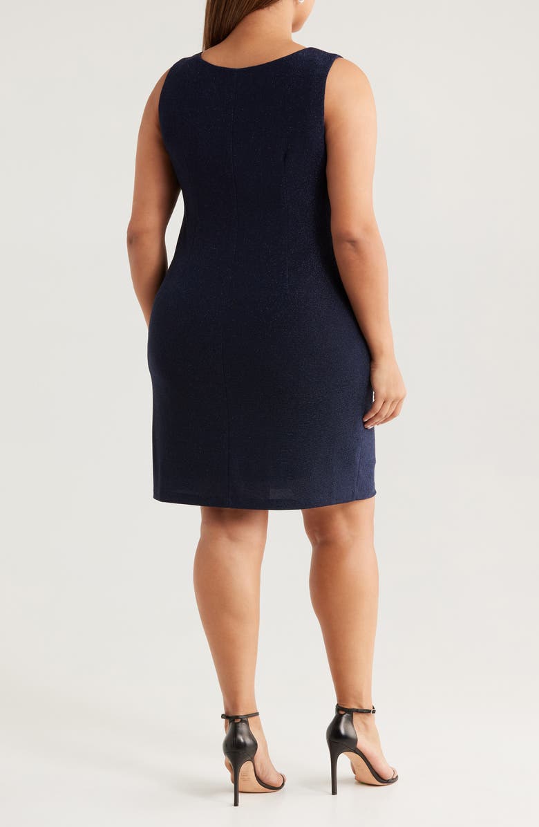 Alex Evenings Metallic Knit Cocktail Dress with Jacket, Alternate, color, Dark Navy