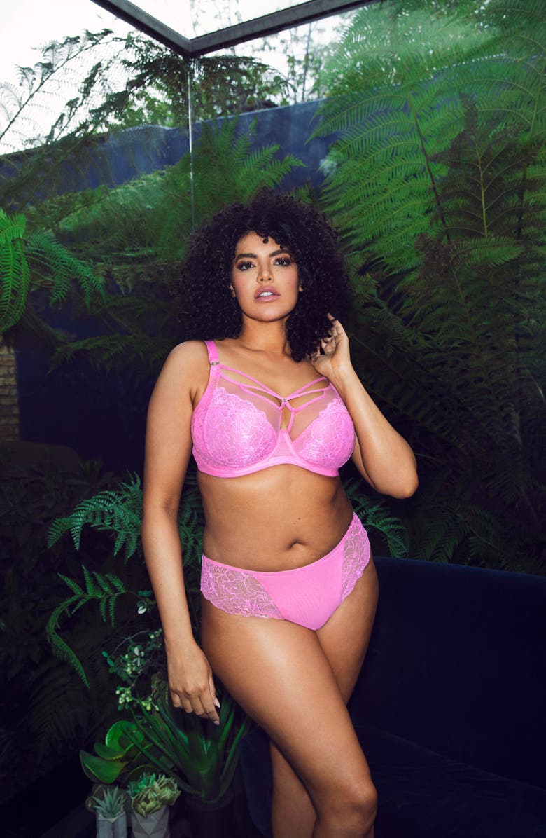 Elomi Brianna Underwire Strappy Plunge Bra, Alternate, color, Very Pink