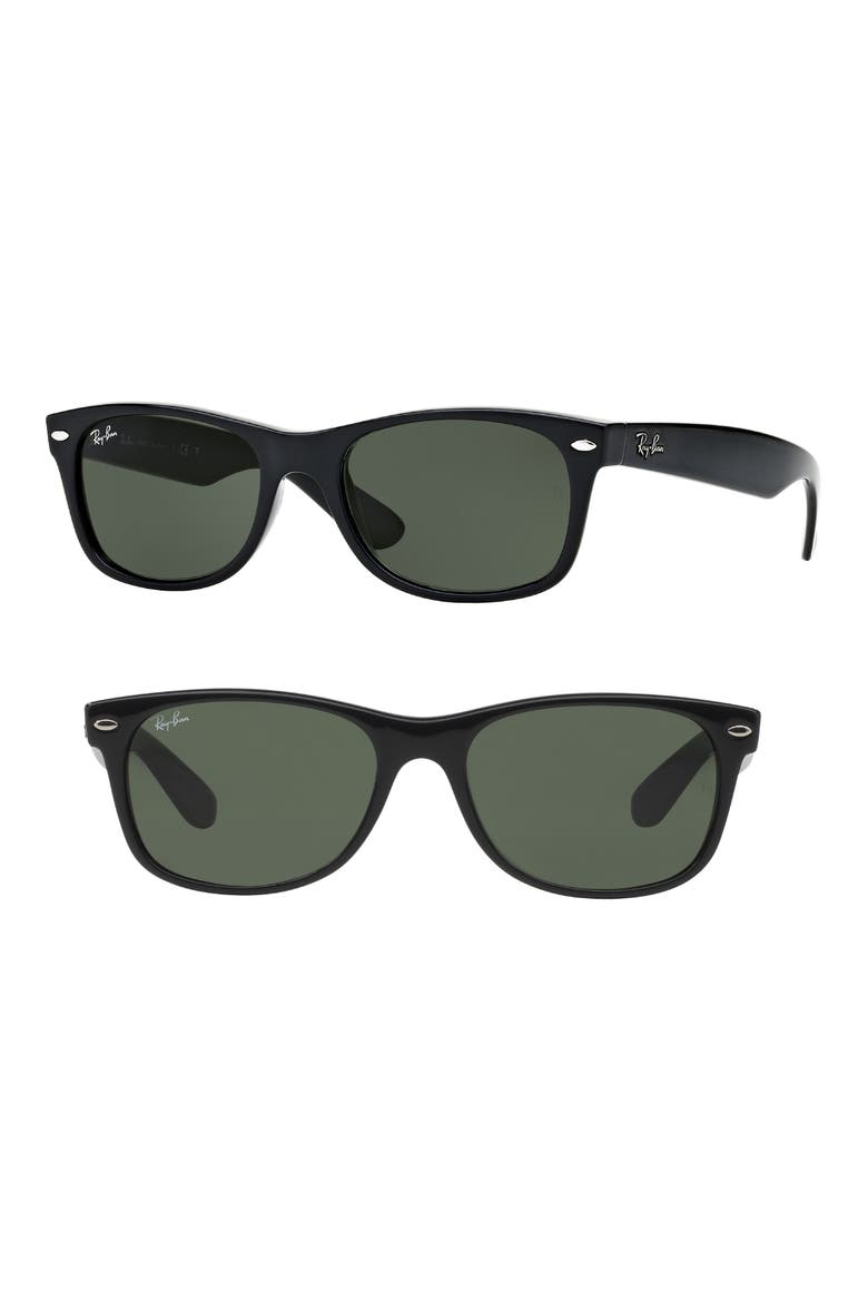 New Wayfarer 55mm Sunglasses, Main, color, BLACK