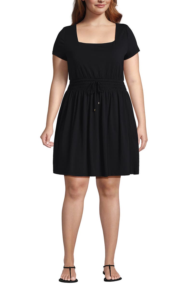Lands' End Plus Size Cotton Modal Smocked Waist Dress, Main, color, 