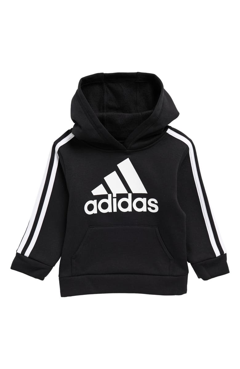 adidas Kids' Fleece 3-Stripes Hoodie Pullover, Main, color,