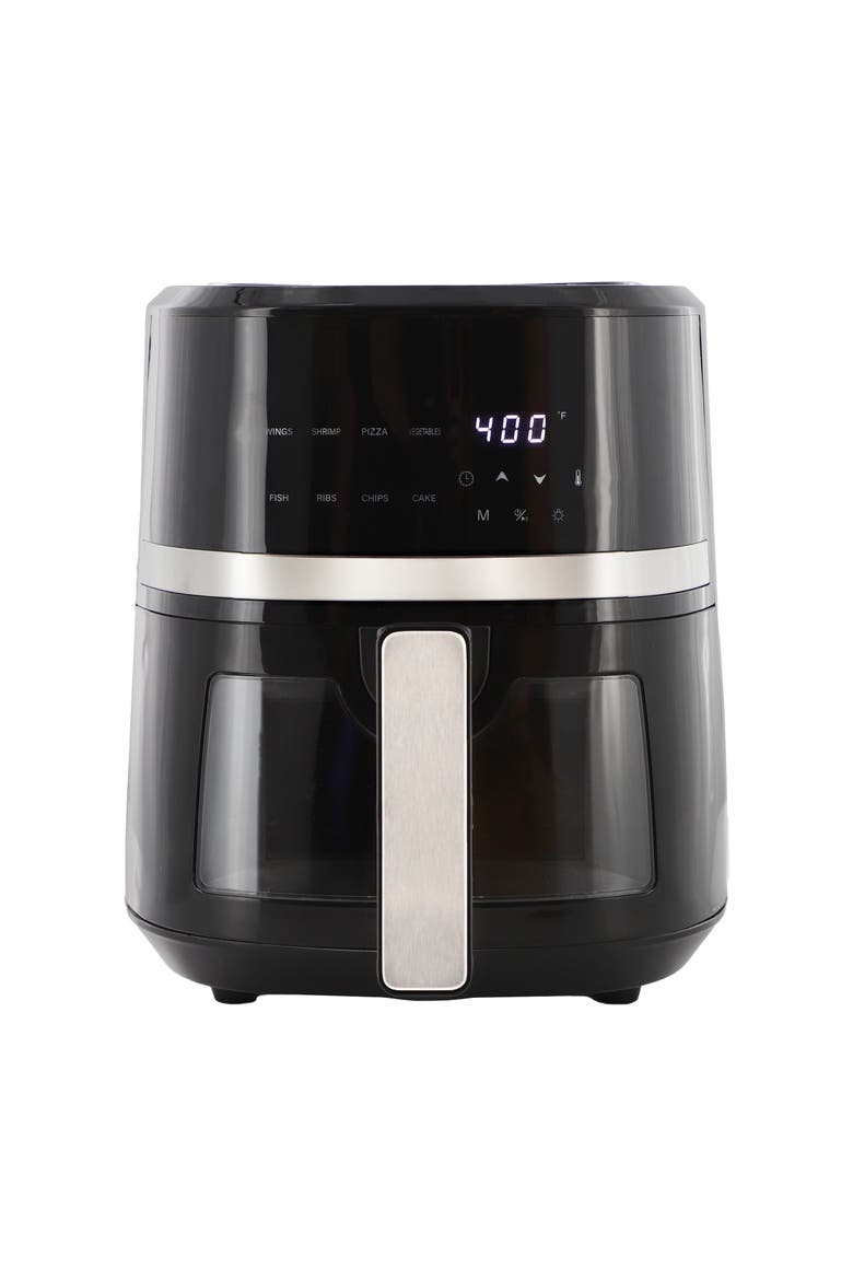 4 Quart Digital LED Display Electric Air Fryer with Transparent Window in Black with 125 Piece Paper Liners, Alternate, color, Black