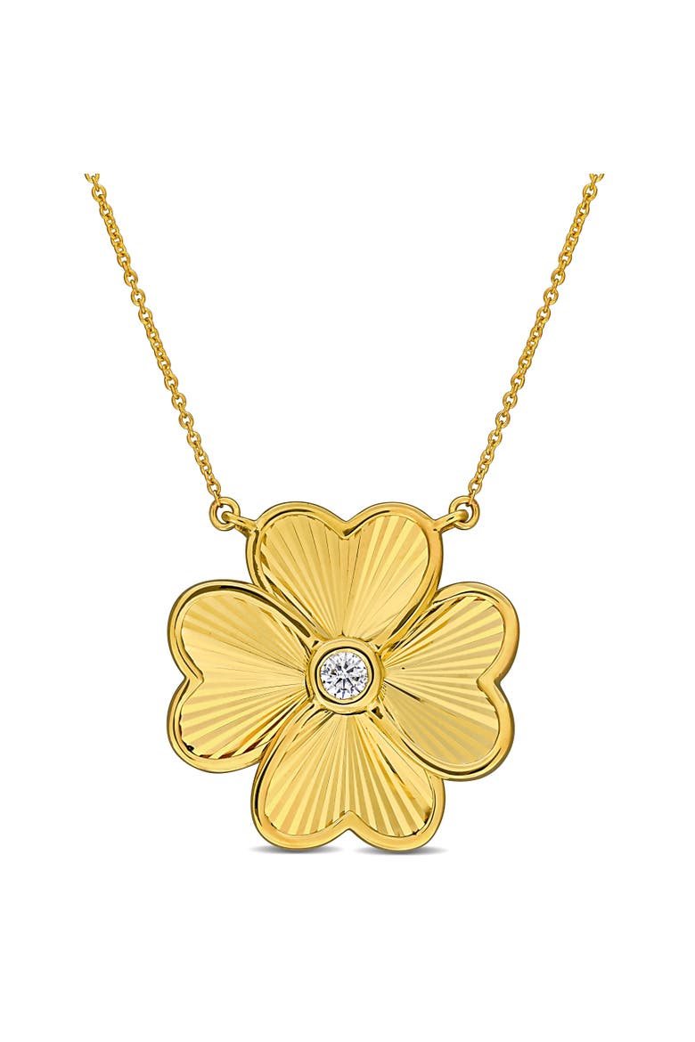 Diamond Flower Necklace 10k, Main, color, Yellow Gold