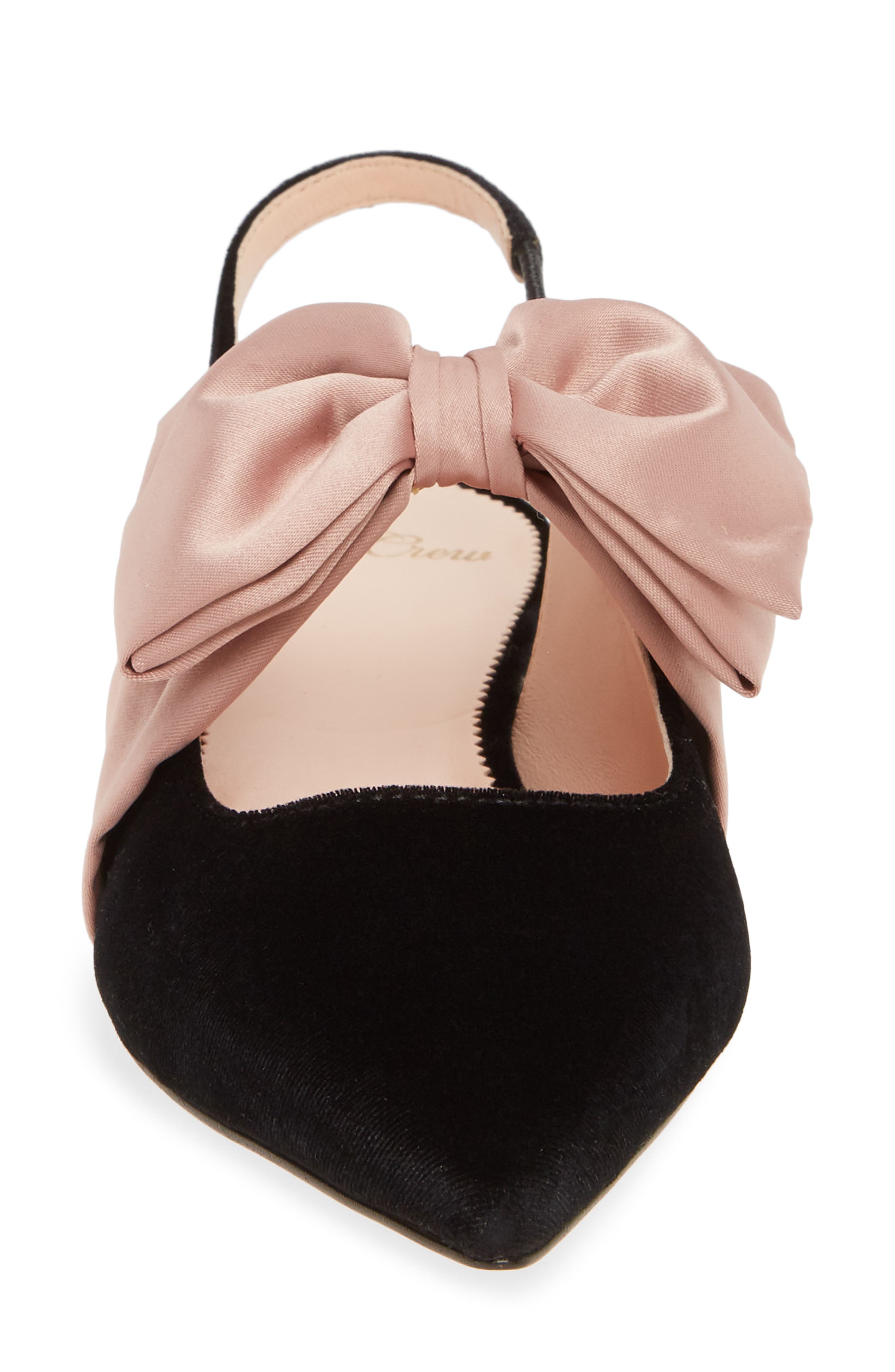 Gwen Slingback Flat with Bow, Alternate, color, BLACK VELVET