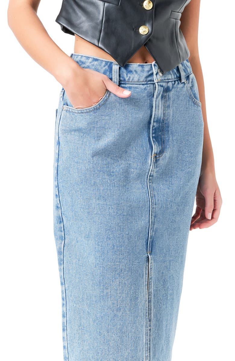 Grey Lab Denim Maxi Skirt, Alternate, color, 